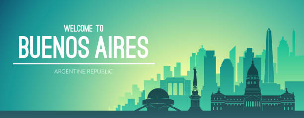 Buenos Aires, Argentine famous city scape view. vector art illustration