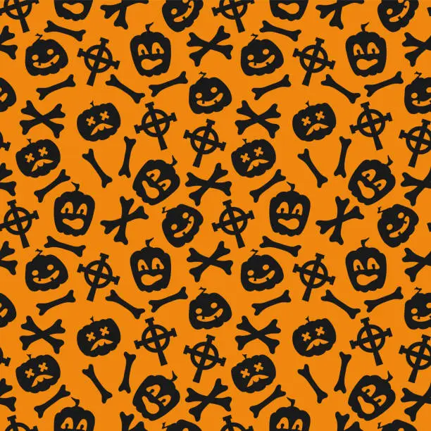 Vector illustration of Halloween Pattern with pumpkins. Seamless Halloween Pattern. Halloween holiday seamless pattern background.