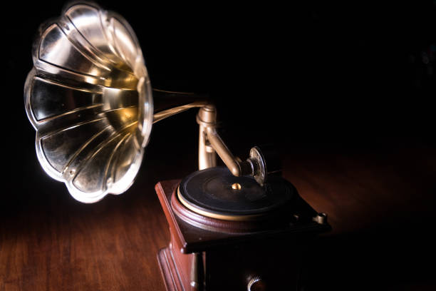 istock Old gramophone on a dark background. Music concept 1272505895