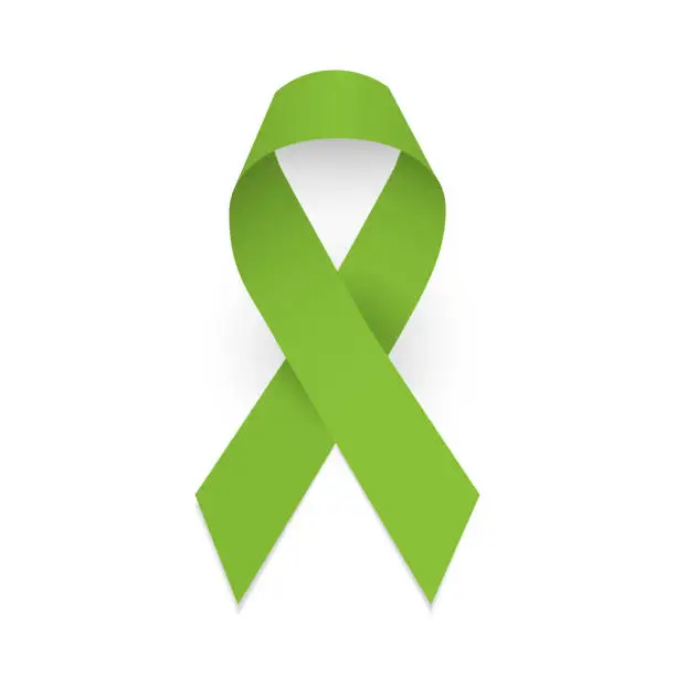 Vector illustration of Lime awareness ribbon. Lymphoma awareness symbol. Isolated vector illustration