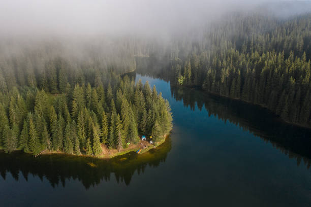 istock Aerial View Of Camping In Mountains 1272506320