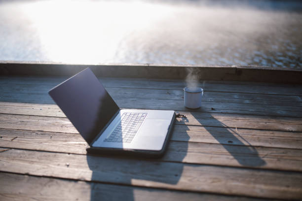 istock Laptop And Coffee Cup In Nature. 1272506335