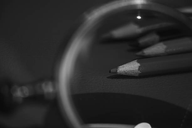 Drawing pencils with wooden easel; Black and white style