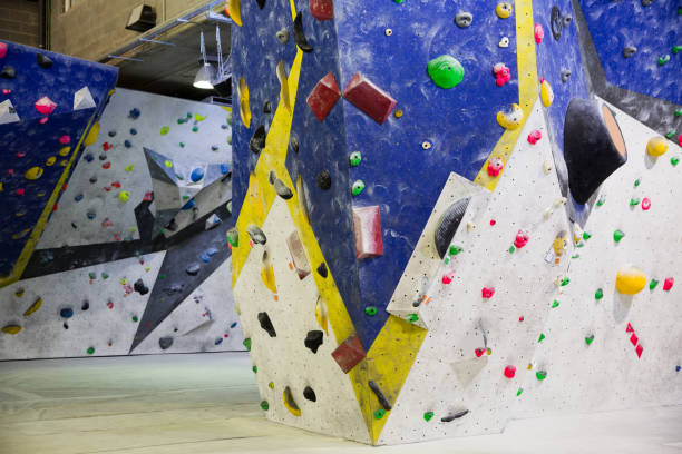 istock Artificial rock climbing wall for workout indoors 1272508017