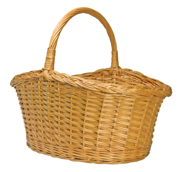 istock Half-Split Splint Willow Wicker Empty Basket, Isolated Macro Closeup, Large Detailed Horizontal Studio Shot 1272509755