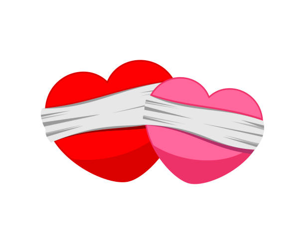 illustrazioni stock, clip art, cartoni animati e icone di tendenza di coppia di cuore con benda - ace bandage