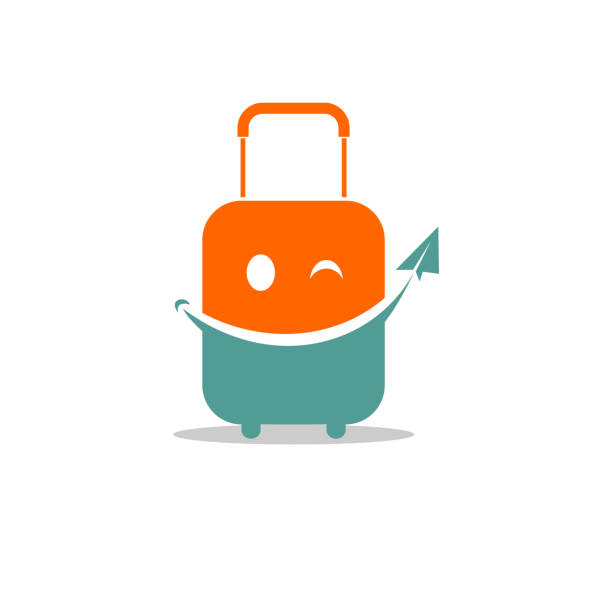 happy travel case vector illustration editable vector icon of a travel case with smiley face. agency logo stock illustrations