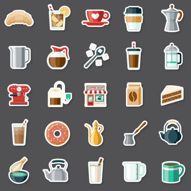 Vector illustration of Coffee Shop Sticker Set