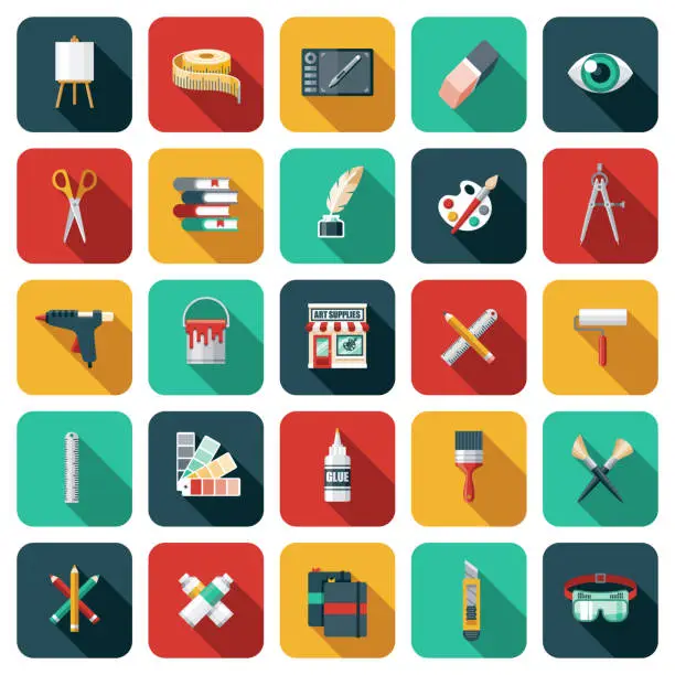 Vector illustration of Art Supply Shop Icon Set