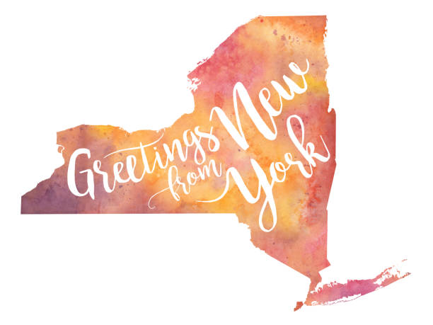 istock Greetigns from New York Raster Watercolor Map Illustration 1272522511