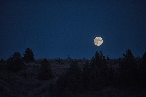 Taken at night out in desert of central Oregon moon rising over valley