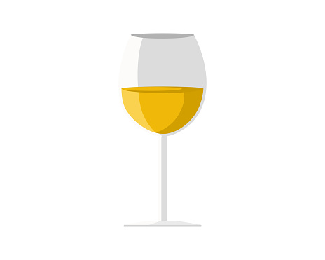 Champagne glass of white wine in wineglass isolated on white background. icon vector illustration.