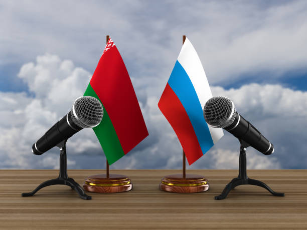 istock Relationship between Belarus and Russia. 3D illustration 1272528494