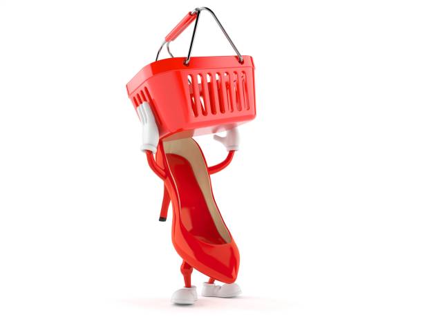 istock High heels character holding empty shopping basket 1272533510
