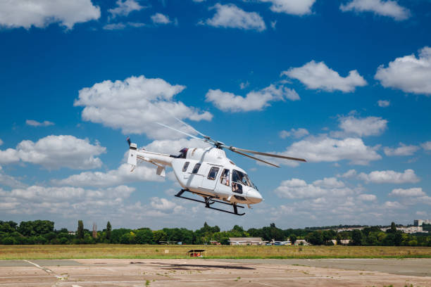 istock A white helicopter takes off from the runway 1272533648