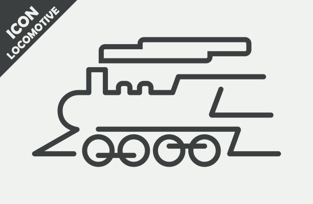 Speeding vintage train editable vector icon. Isolated on white background. vector art illustration