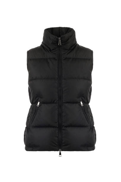 Mockup black winter sport vest. Down jacket
