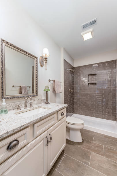 istock Well lit bathroom in new home 1272543167