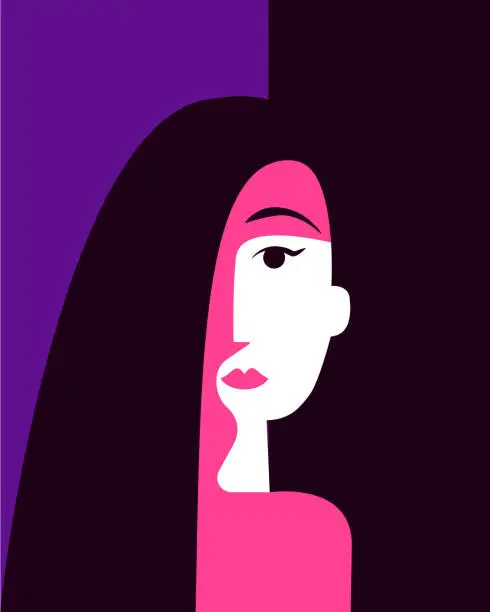 Vector illustration of abstract fashion portrait in trendy colors