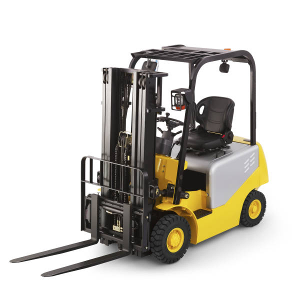 Forklift operator working at a distribution warehouse and looking at the camera - industry concepts