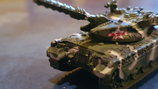Toy tank in close up