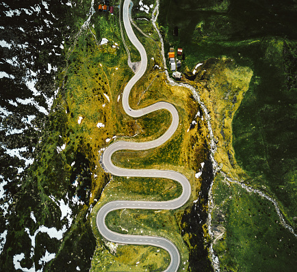 Holidays in Switzerland - road from Tirano to St. Moritz in Bernina Range of the Alps