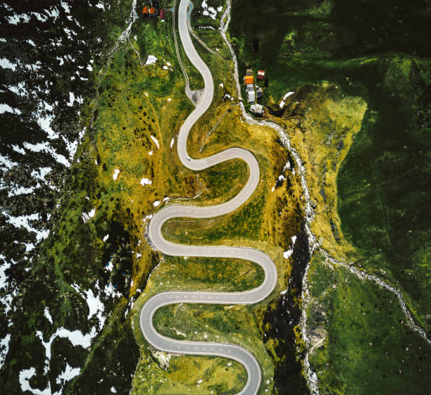winding road in switzerland winding road in switzerland lepontine alps stock pictures, royalty-free photos & images