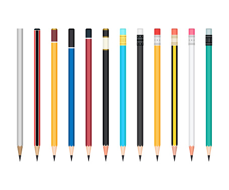 Normal Pencil Graphics Set Of Simple Graphite Pencils With Rubber And Without Vector ...