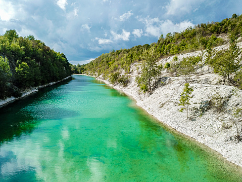 Beautiful canyon in Lengerich, Tecklenburger Land, Germany. Like the beach, turquoise water.