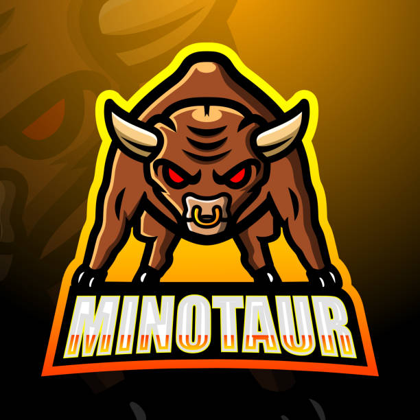 minotaur maskotka esport emblemat projekt - taurus bull minotaur cow stock illustrations