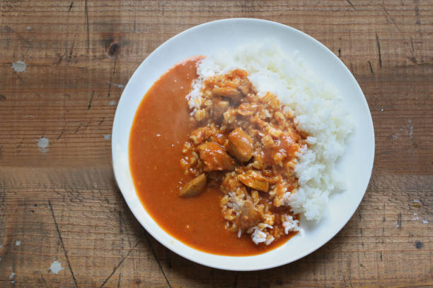 Freshly made curry rice with a warm steam