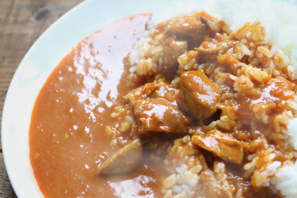 Freshly made curry rice with a warm steam