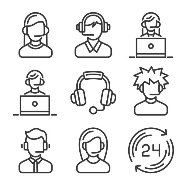 Call Center and Support Icons Set. Vector Call Center and Support Icons Set. Vector illustration secretary stock illustrations