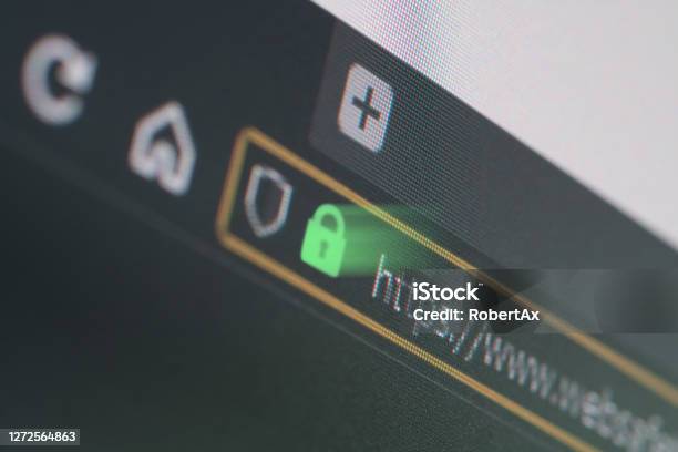 Dark Web Browser Closeup On Lcd Screen With Shallow Focus On Https Padlock Stock Photo - Download Image Now