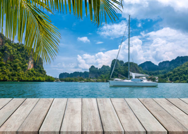 istock White beach and blue sea Summer background for product placement. 1272567415