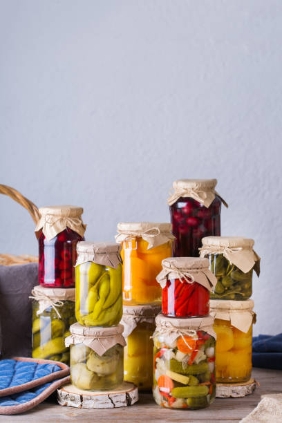 istock Homemade preserved, fermented food, pickled, marinated vegetables, fruit compote 1272567957