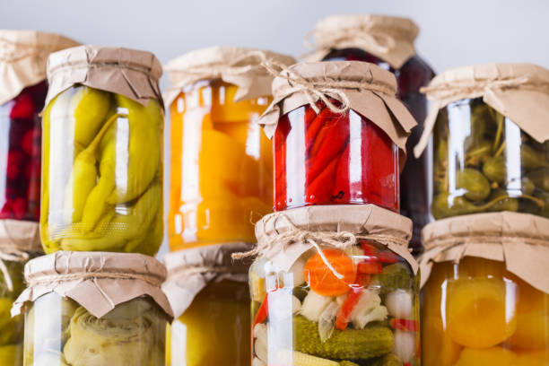 istock Homemade preserved, fermented food, pickled, marinated vegetables, fruit compote 1272567959