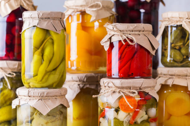 istock Homemade preserved, fermented food, pickled, marinated vegetables, fruit compote 1272567967