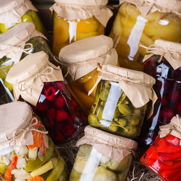 istock Homemade preserved, fermented food, pickled, marinated vegetables, fruit compote 1272567968