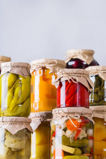 istock Homemade preserved, fermented food, pickled, marinated vegetables, fruit compote 1272567987