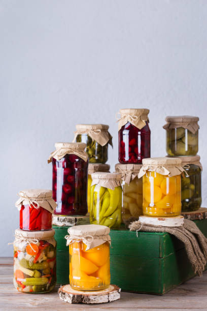 istock Homemade preserved, fermented food, pickled, marinated vegetables, fruit compote 1272568006