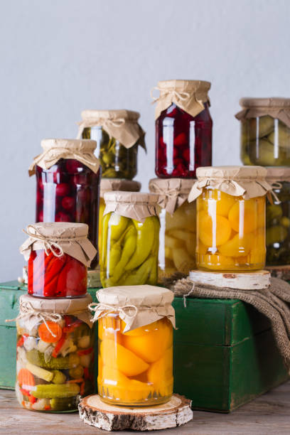 istock Homemade preserved, fermented food, pickled, marinated vegetables, fruit compote 1272568037