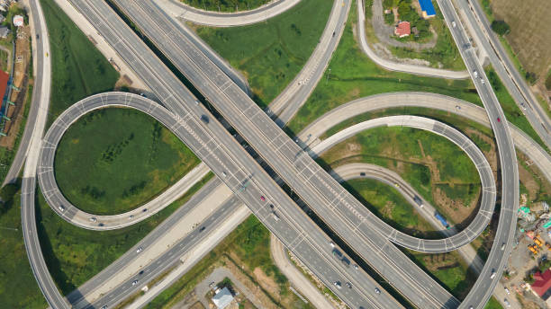 istock Aerial View of Highway road junctions 1272569040