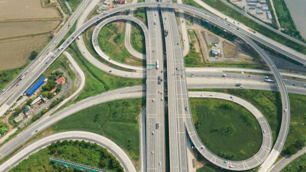 istock Aerial View of Highway road junctions 1272569115