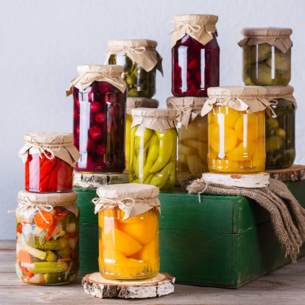 istock Homemade preserved, fermented food, pickled, marinated vegetables, fruit compote 1272569497
