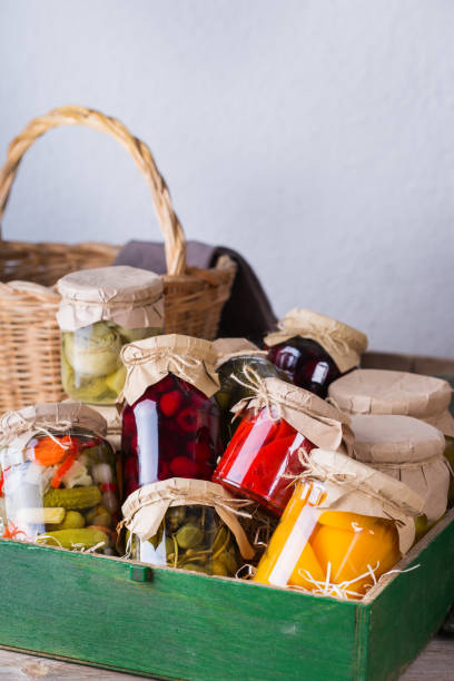 istock Homemade preserved, fermented food, pickled, marinated vegetables, fruit compote 1272569508