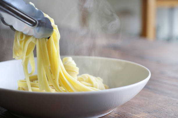 Close-up of boiled pasta