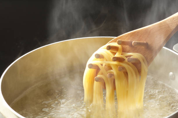 Close-up of boiled pasta