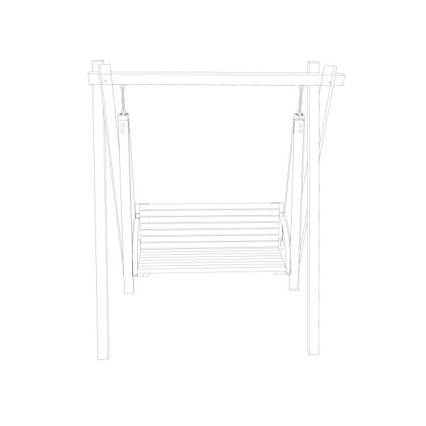 istock Outline of a wooden swing from black lines isolated on a white background. Front view. 3D. Vector illustration 1272573227