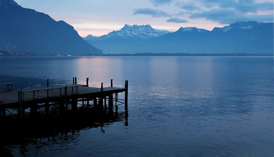 Peaceful sunset over the Lake Geneva